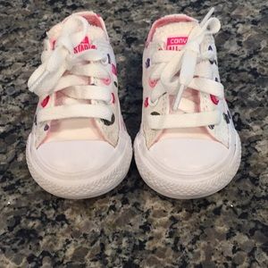 White chucks with polka dots